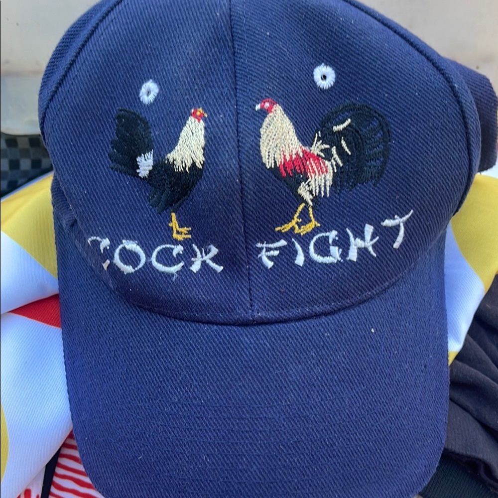 Navy Cap with Rooster Embroidery
